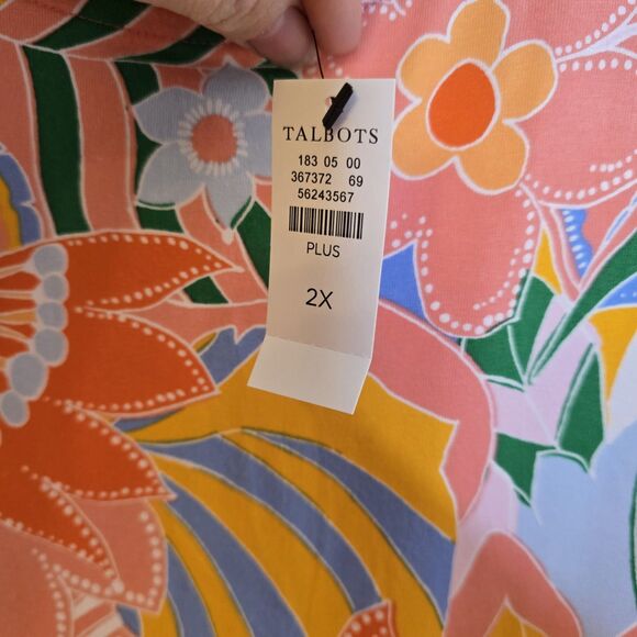 Talbots Women's 2X Jersey Maxi Dress Marvelous Floral Multicolor Stretch NWT - Picture 4 of 8